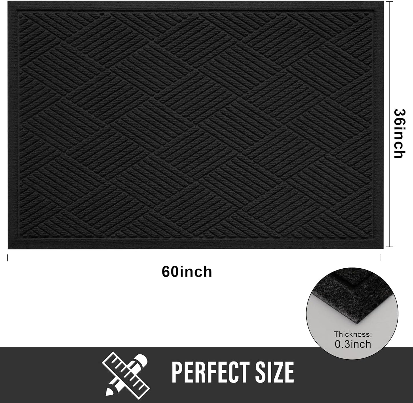HIYARD Sturdy Front Door Mat, Absorbent Muddy Dirt Resist Welcome Door Mats Outdoor Indoor, Stain and Fade Resistant, Non-Slip Rubber Backing Low Profile Doormat for Entryway, 30×17, Beige