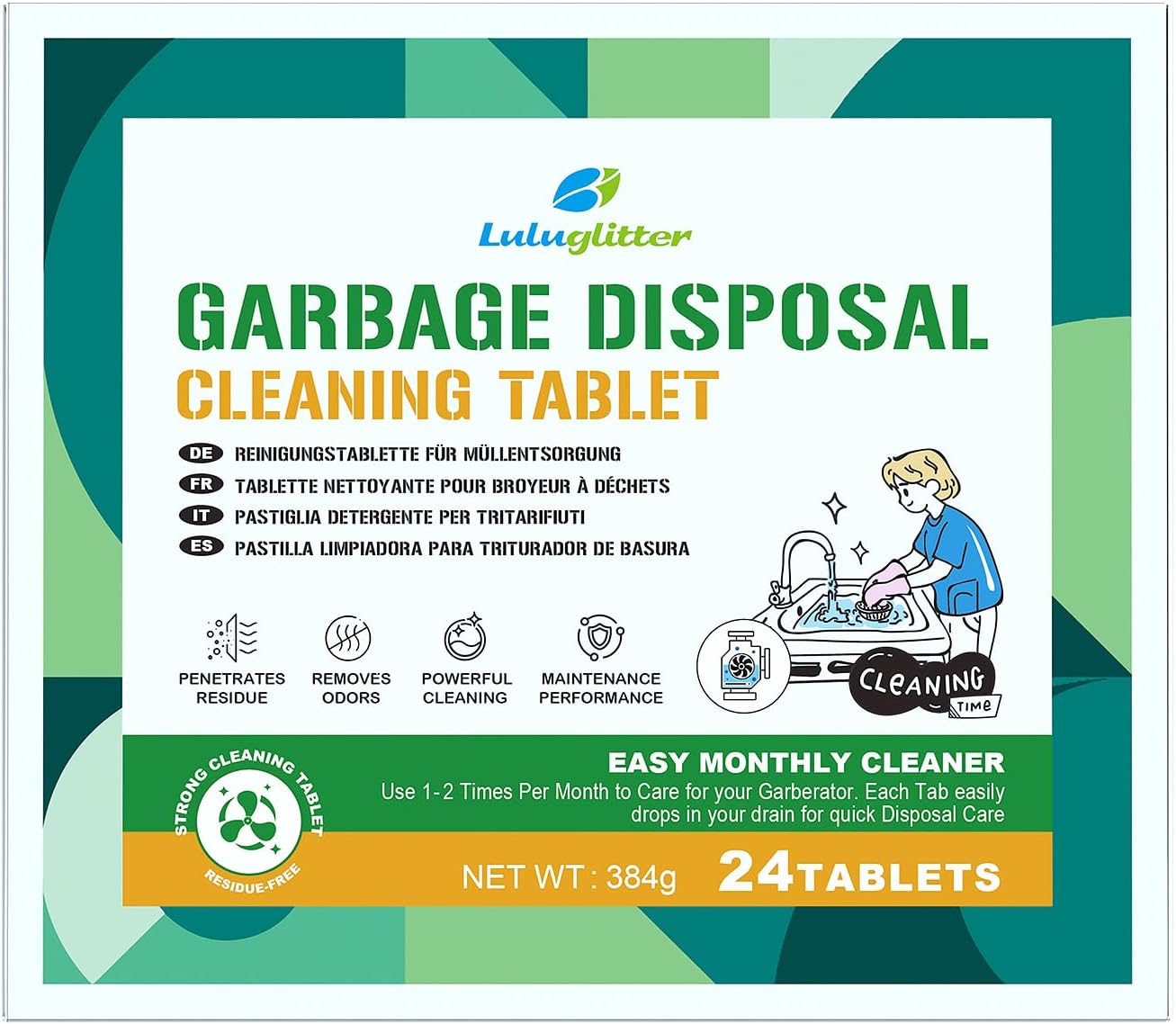 Garbage Disposal Cleaner Deodorizer Tablets 24 Pack Sink Freshener Kitchen | Deep foaming clean, Fresh scent, All disposal compatible,Effortless maintenance