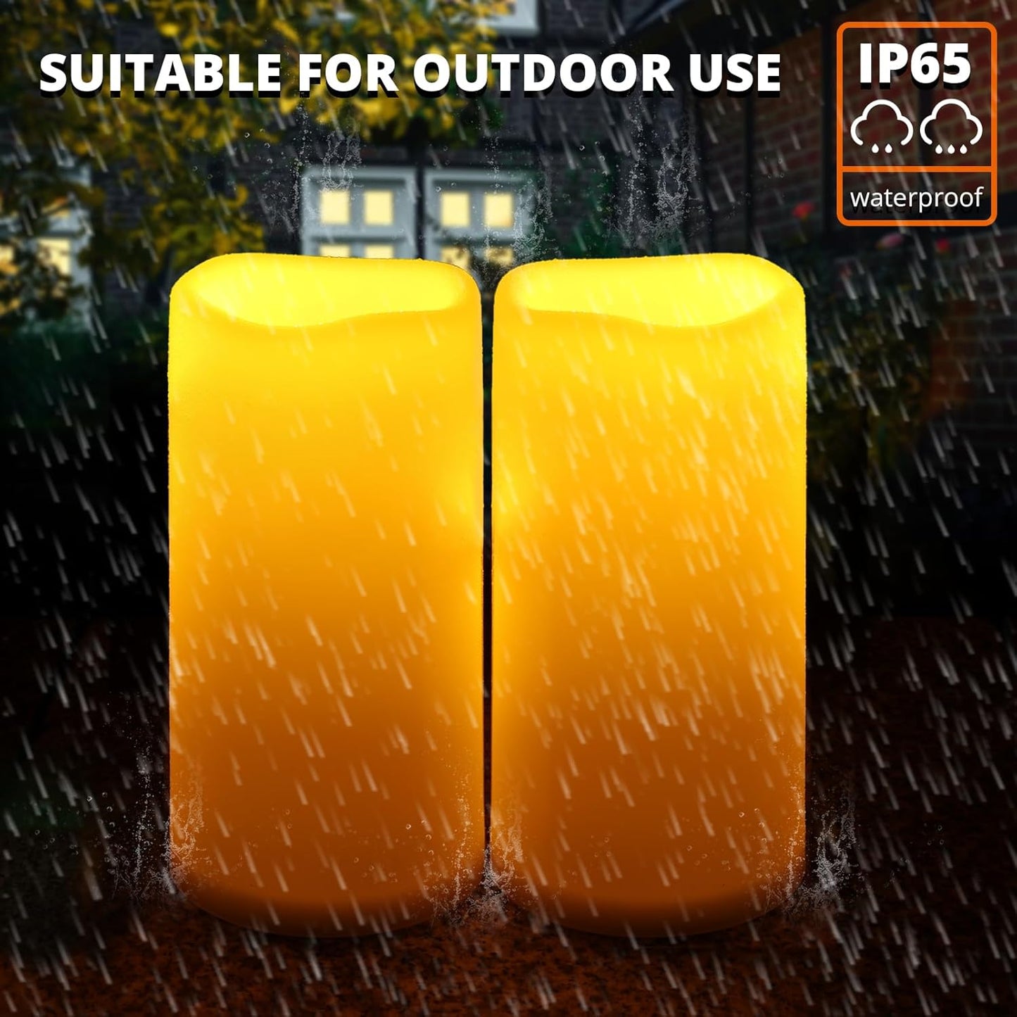 NURADA Large Waterproof Flameless Candles 6" 8" 10" x 4" - Outdoor Indoor LED Pillar Flickering Candle Battery Operated with Timer Remote for Patio Porch Lanterns - Ivory White Set of 3