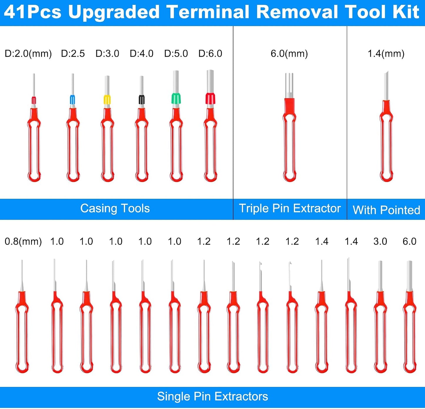 Terminal Pin Removal Tool Kit 82 Pcs Depinning Electrical Connector Pin Extractor Tool Set Wire Terminal Release for Automotive Car Household Devices - Black