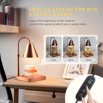 LALISU Candle Warmer Lamp, Stepless Dimming Candle Warmer Lamp with Timer & Dimmer Height Adjustable Compatible with Jars Scented Wax for Home Decor (Metal Base-Black)