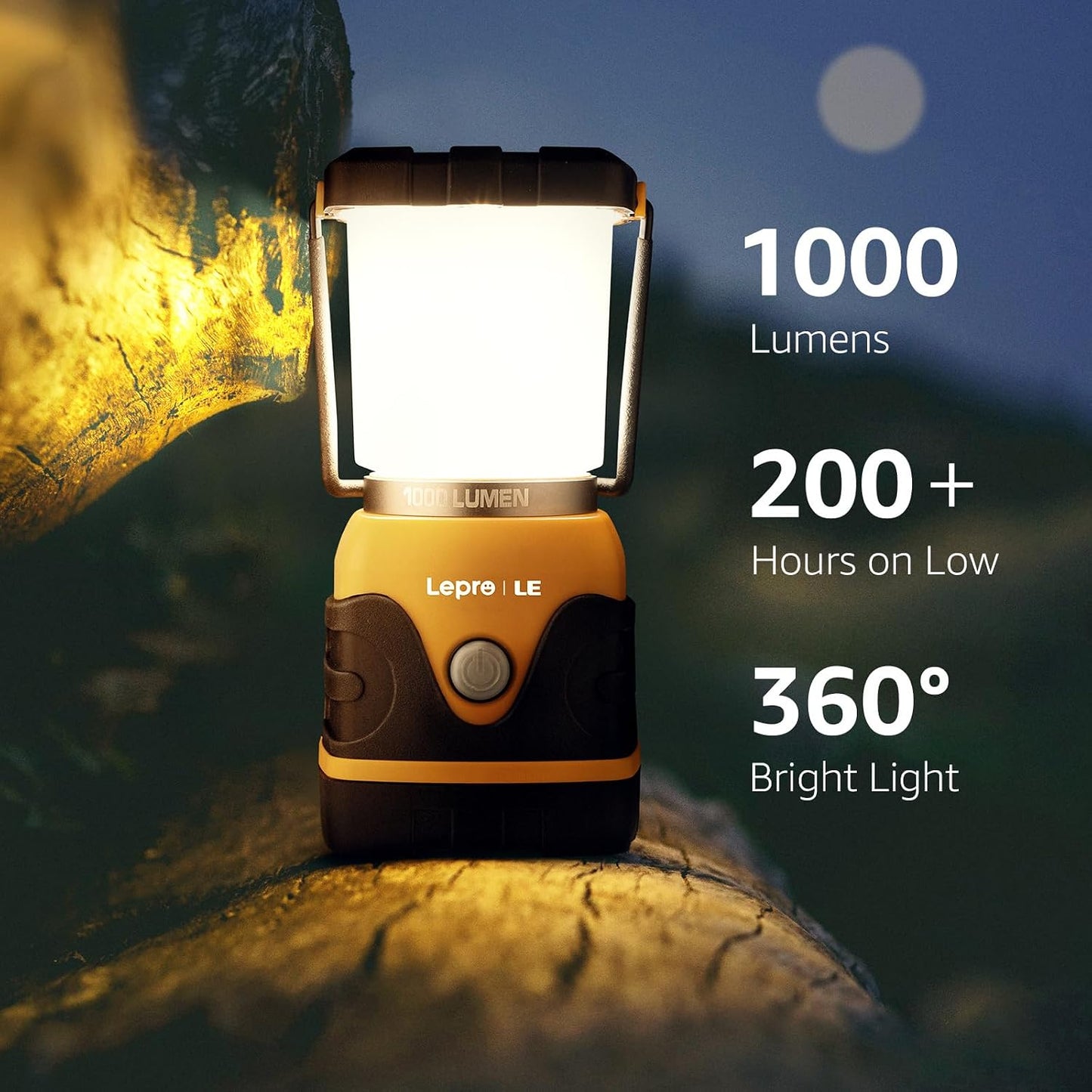 Lepro 1500LM Battery Powered LED Camping Lantern, Green Tent Light with 4 Light Modes, Camping Essentials, Waterproof Lantern Flashlight for Camping, Emergency Light, Power Outages, Not Rechargeable
