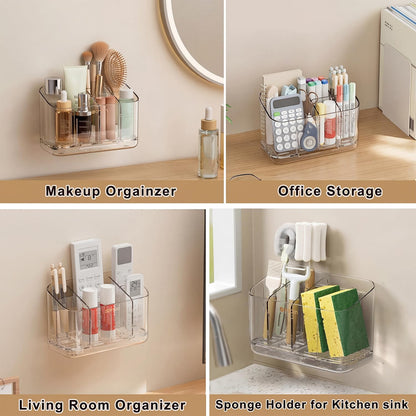 Toothbrush Holder for Bathroom Wall Mounted, 5 Slots Acrylic Toothbrush and Toothpaste Organizer Removable Dividers, Large Capacity Electric Toothbrush Holder for Family Bathroom Accessories, Clear