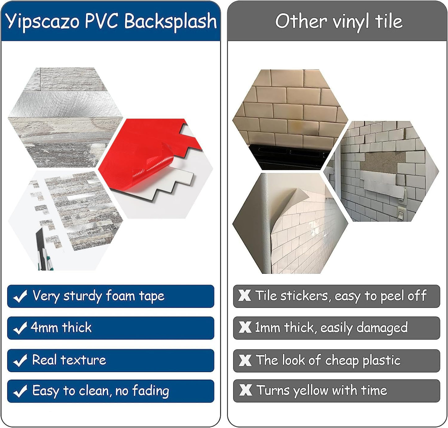 Yipscazo 2026 New Upgrade 11.34" X 11.57" Peel and Stick Backsplash, Stick on Backsplash Tiles for Kitchen, Bathroom, Fireplace (10 Sheets, Beige Rocks + Rose Gold)