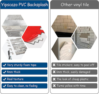 Yipscazo 2026 New Upgrade 11.34" X 11.57" Peel and Stick Backsplash, Stick on Backsplash Tiles for Kitchen, Bathroom, Fireplace (10 Sheets, Beige Rocks + Rose Gold)