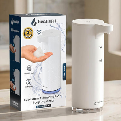 GentleJet EasyFoam Automatic Foaming Soap Dispenser Touchless Sensor, USB-C Rechargeable, 304 Stainless Steel, IPX5 Waterproof for Bathroom Kitchen Sink, 280 ml