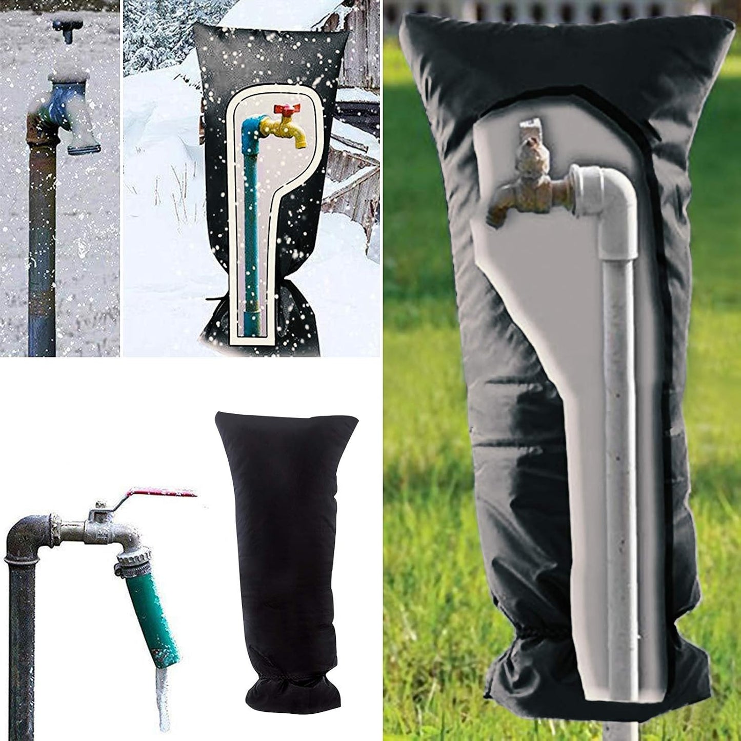 Outdoor Faucet Cover Socks for Winter Freeze Protection, Homsky 28" L x 15" W Large Faucet Covers for Outside, Reusable Outdoor Yard Spigot Cover, Antifreeze Long Water Insulated Faucet Cover Socks