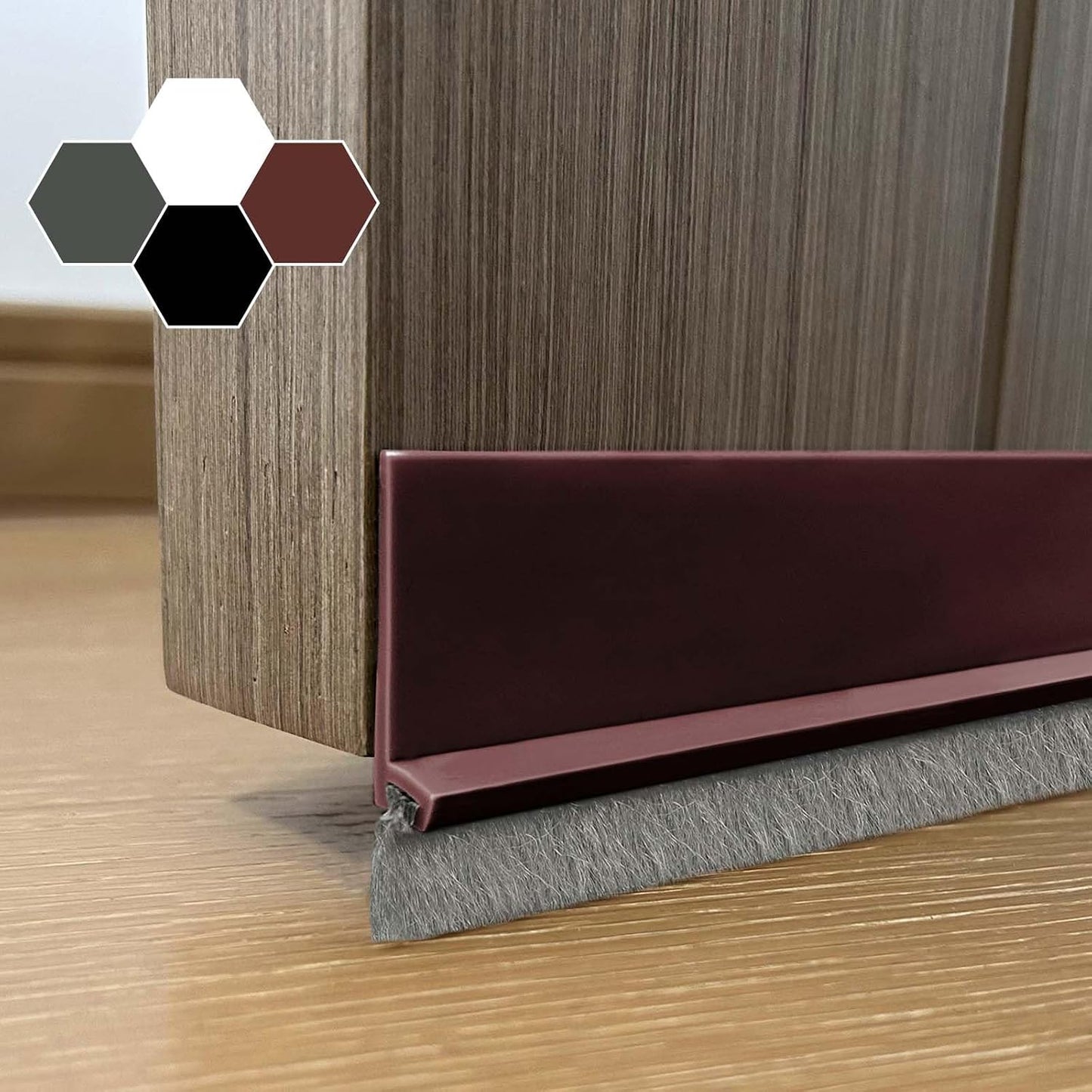 Door Sweep for Bottom of Door, Integrated Bottom Door Draft Stopper with Brush, Self-Adhesive Under Door Seal for Dust/Noise/Hot or Cold Air Insulation, Black 39.37" L/1" W