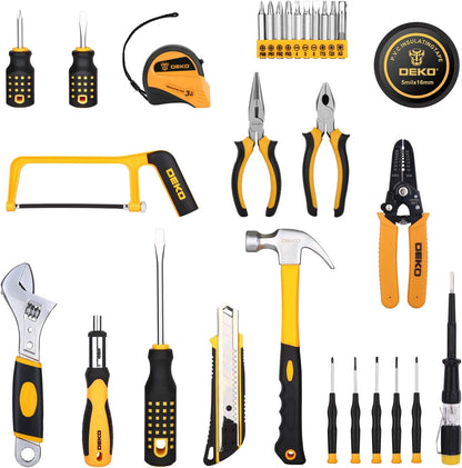 DEKOPRO 198 Piece Home Repair Tool Kit, Wrench Plastic Toolbox with General Household Hand Tool Set