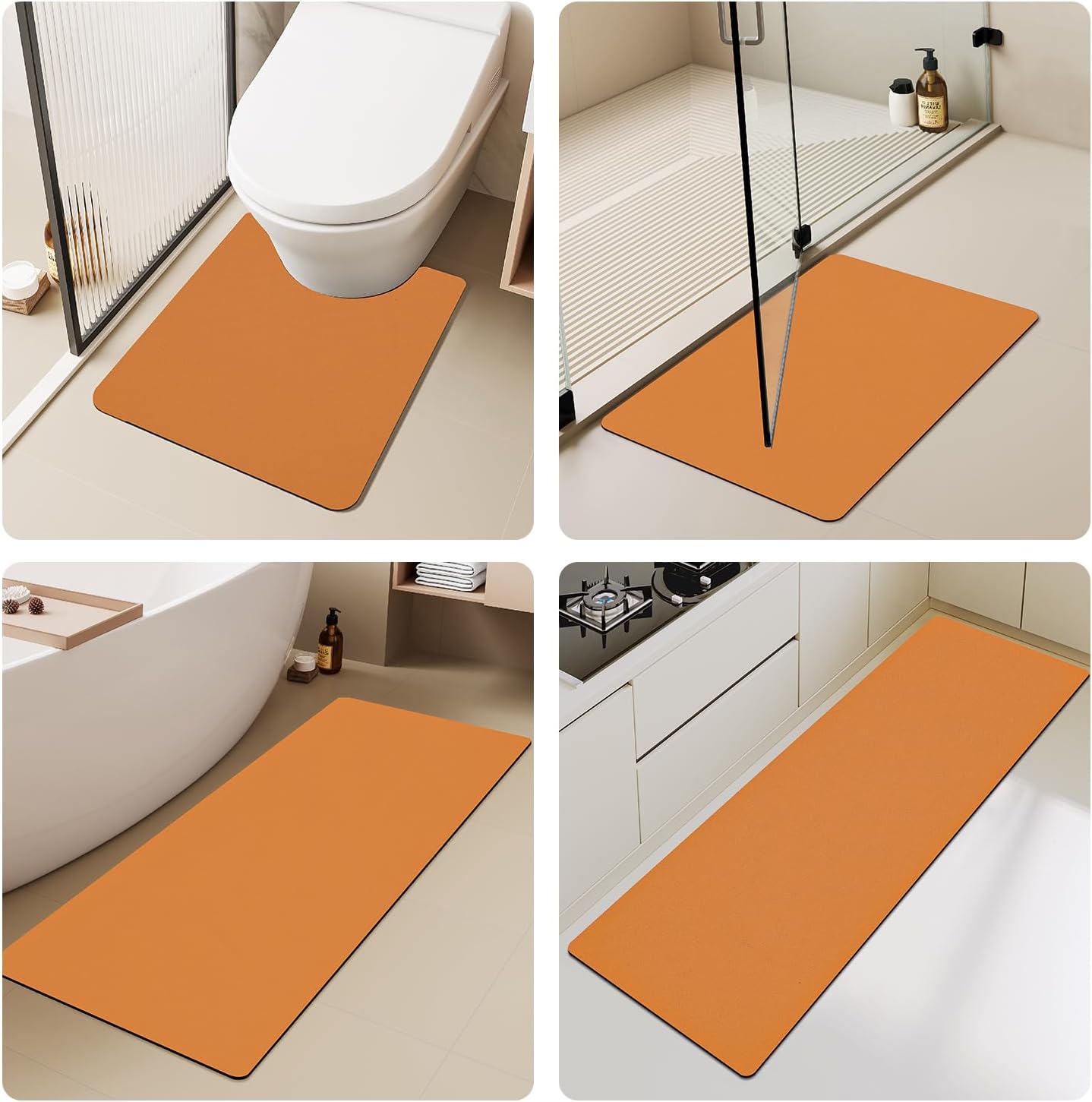 TYUU Bath Mat, Bathroom Rugs Non Slip Washable Thin Absorbent Quick Dry Bath Mat Fits Under Door Bathroom Floor Mat Perfect for Bath, Shower, or Sink 16"x24" Dark Grey