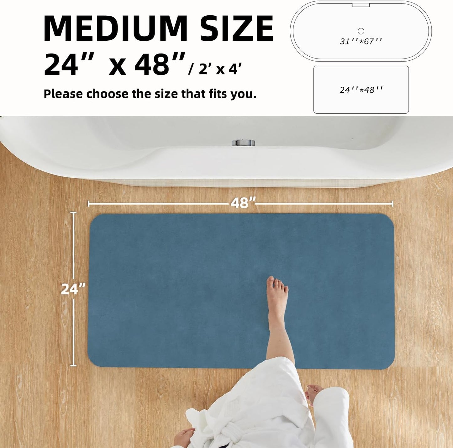 TYUU Bath Mat, Bathroom Rugs Non Slip Washable Thin Absorbent Quick Dry Bath Mat Fits Under Door Bathroom Floor Mat Perfect for Bath, Shower, or Sink 16"x24" Dark Grey