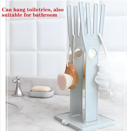 2 PCS Kitchen Glove Holder Kitchen Glove Stand Holder Rubber Glover Drying Dryer Rack Reusable Rubber Mitten Clothes Drying Rack for Dish Gloves and Rags, Pink and Blue