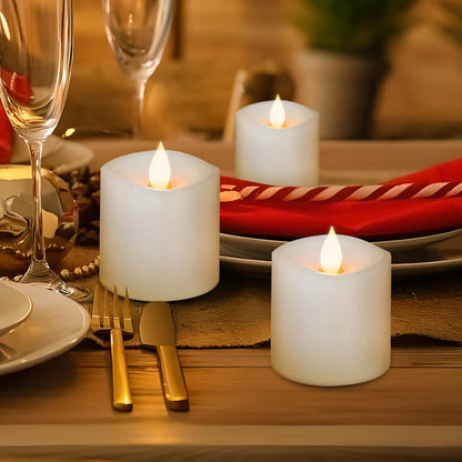 3x4 Flickering Flameless Candles Set of 3,Real Wax Pillar LED Candles,with Timer,4 inch Flameless Candles with Remote,for Party Wedding Holiday Home Decor,Ivory