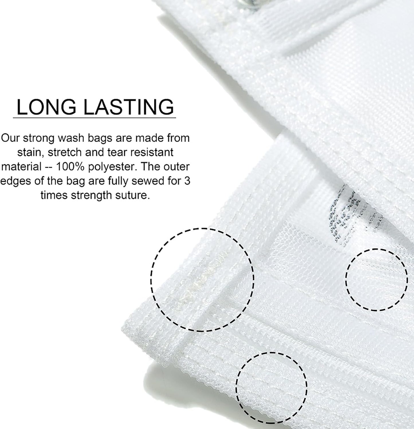 TENRAI Delicates Laundry Bags, Bra Fine Mesh Wash Bag for Underwear, Lingerie, Bra, Pantyhose, Socks, Use YKK Zipper, Have Hanger Loops, (White, 3 Large)