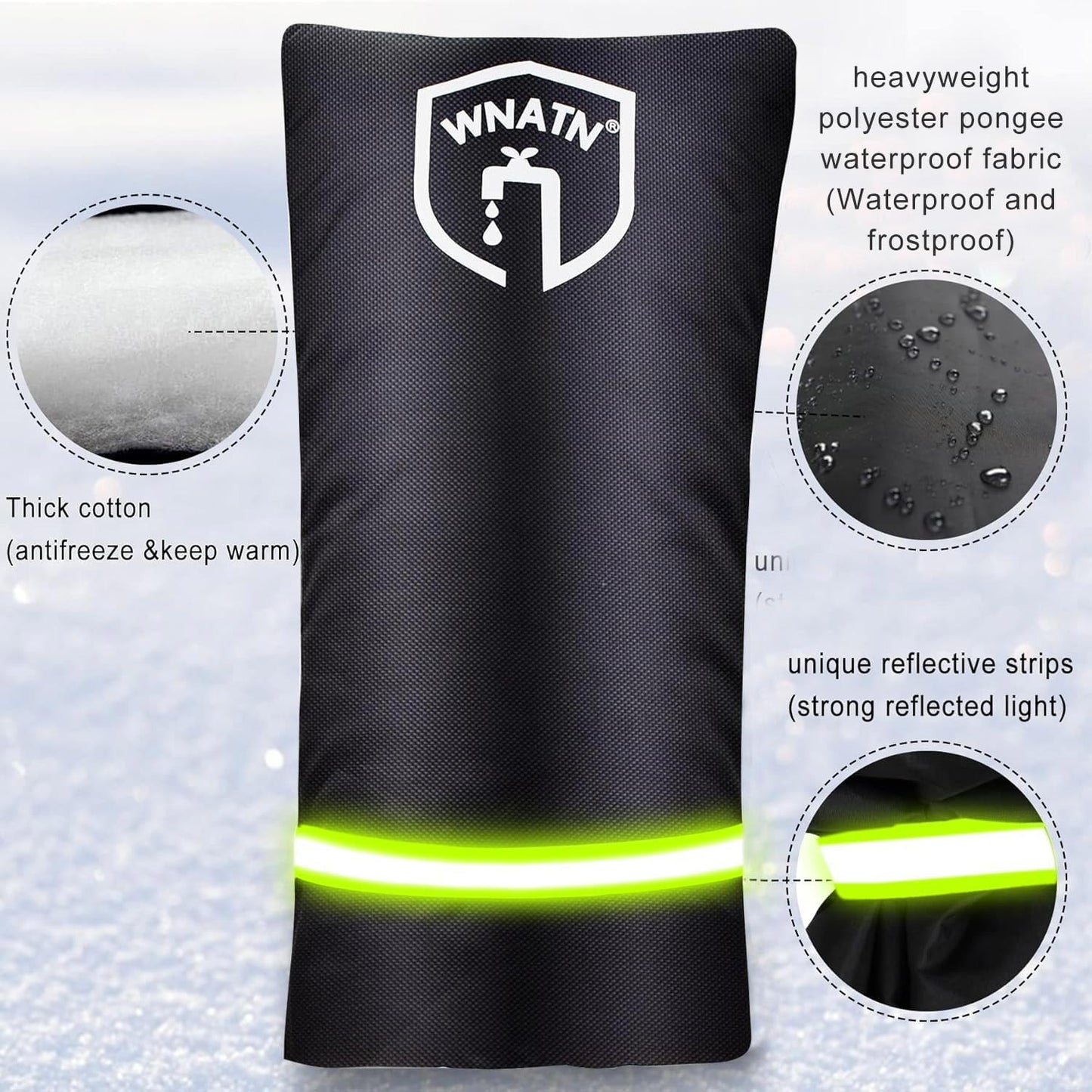 2pcs Outdoor Faucet Cover for Winter Freeze Protection,28" L x 15" W,Waterproof Outdoor Large Spigot Covers Winter Insulated (Black)