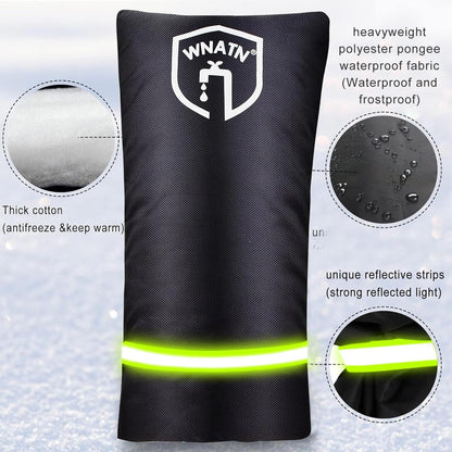 2pcs Outdoor Faucet Cover for Winter Freeze Protection,28" L x 15" W,Waterproof Outdoor Large Spigot Covers Winter Insulated (Black)