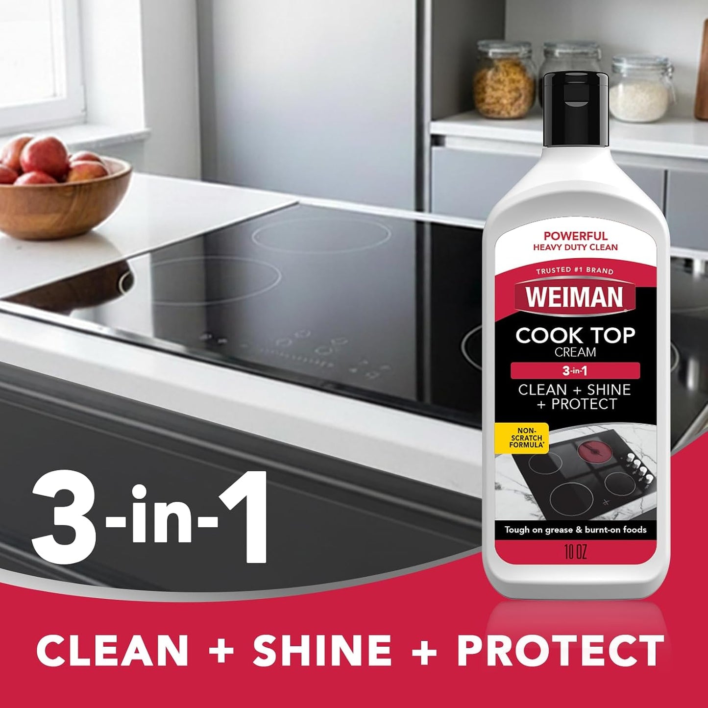 Weiman Cooktop Cleaner & Polish Heavy Duty Stove Eco Friendly 10 oz Bottle