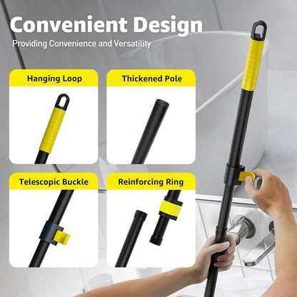Grout Brush with Long Adjustable Handle - Telescopic, Rotation Tile Grout Cleaning Tool, V-Shape Shower Scrubber Cleaner Stiff Bristle for Cleaning Bathrooms Tile Floors, Baseboards and Corners - 59in