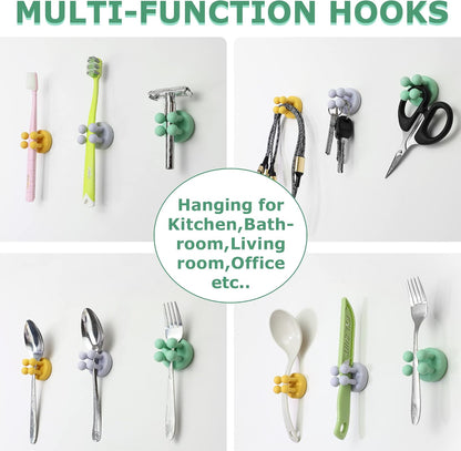 4 pcs Silicone Toothbrush Holder Multi-Function Hook Waterproof self Adhesive Single Toothbrush Hook Plug Holder for Wall for Hanging Bathroom Kitchen Living Room Office