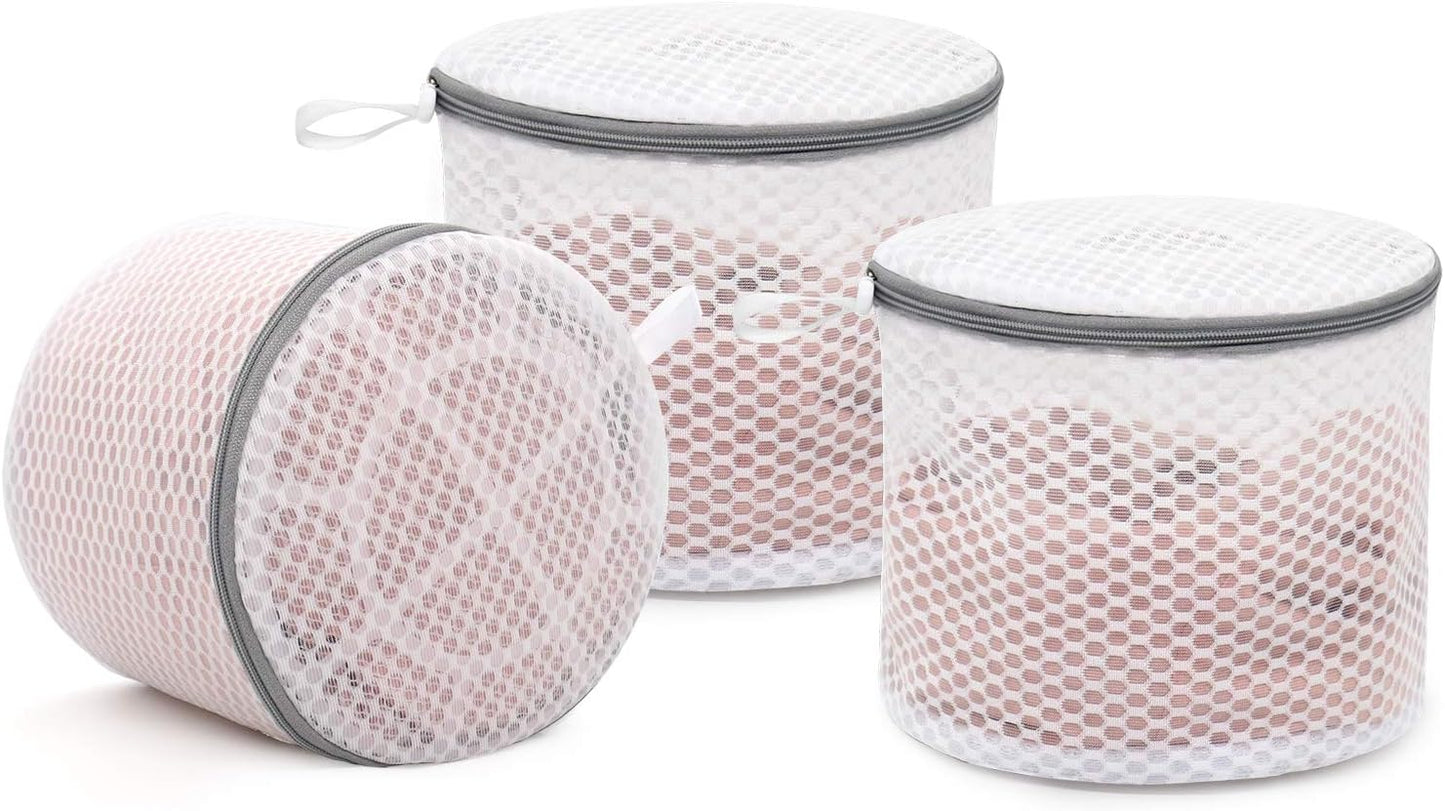Muchfun 3Pcs Bra Wash Bags, Honeycomb Mesh Laundry Bags for Delicates | Lingerie, Intimates and Underwear 7 x 7 x 6 Inches
