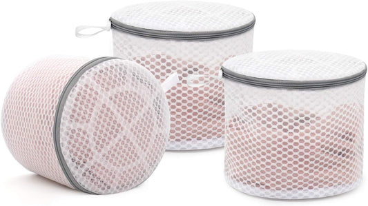 Muchfun 3Pcs Bra Wash Bags, Honeycomb Mesh Laundry Bags for Delicates | Lingerie, Intimates and Underwear 7 x 7 x 6 Inches