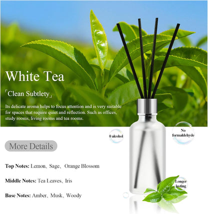 CALMORA Reed Diffuser Set of 3, 50ml Lily & Jasmine/White Tea/Amber Scented Oil Diffuser with 15 Sticks | Home Fragrance for Bedroom, Bathroom, Office & Living Room for Women Men