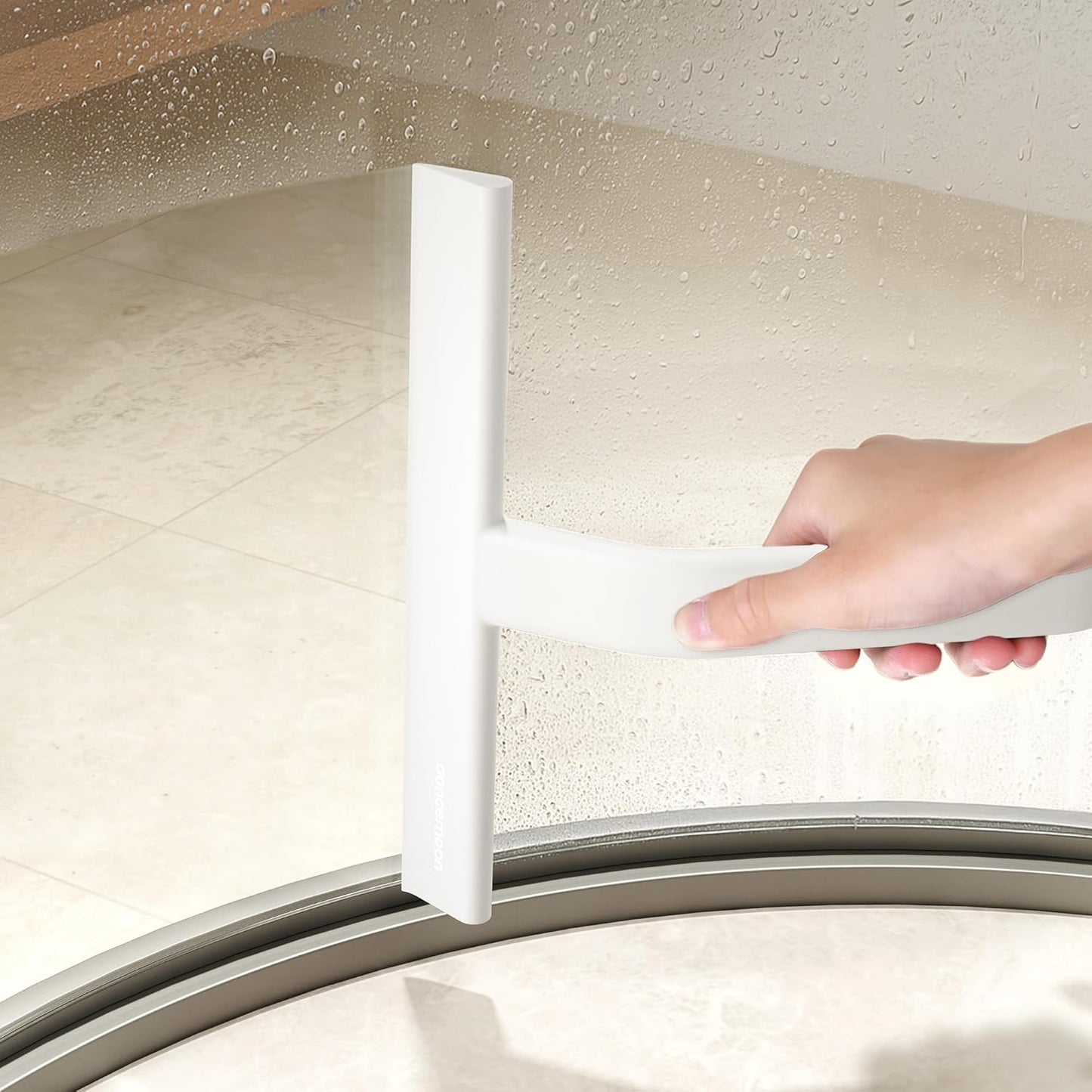 dancemoon JustHang Shower Squeegee for Glass Doors, All-in-One Award-Winning Silicone Squeegee with Built-in Hook for Bathroom, Window, Mirror, Tile Wall, Car, Streak-Free Cleaner Tool, 10-Inch Black