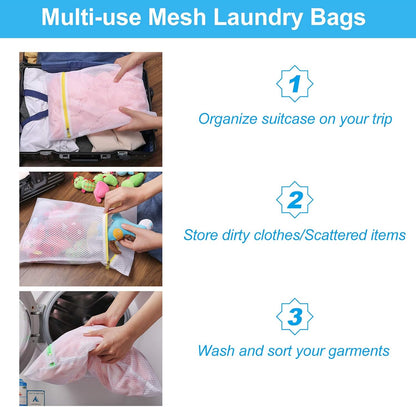 GOGOODA 7 PCS Mesh Laundry Bags, Delicates Washing Bags | Multisize for Sweater Blouse Hosiery Bras Machine Wash Bags for Travel Storage Organization