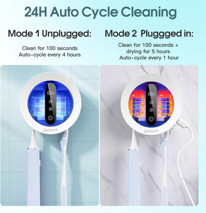 Upgraded Toothbrush Holder with UV & Heated Drying, Smart Tooth brush Holder for Bathroom Accessories, Wall Mounted Toothbrush Organizer Fits Manual and Electric Toothbrushes for Home & Travel