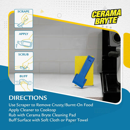 Cerama Bryte Cooktop Scraper & Pad Kit for Glass-Ceramic Surfaces