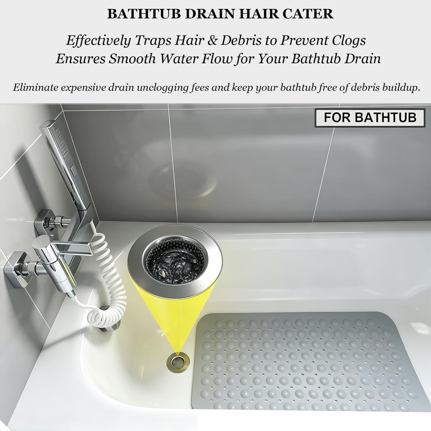 Seatery Bathtub Drain Strainers, Tub Drain Hair Catcher, Stainless Steel Bath Drain Cover Basket, Outer Diameter 3.0 inch/7.7cm, Inner Diameter 1.60 inch/4.0cm, Pack of 2
