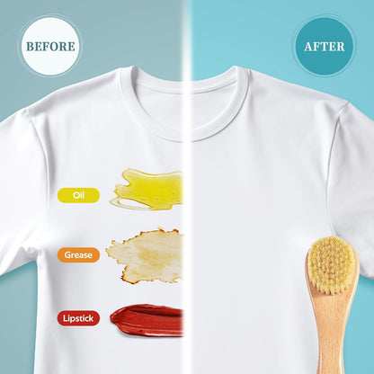 BFWood Laundry Stain Brush, Natural Soft Boar Bristles, Removes Tough Stains from Delicate Fabrics Like Knits, Cotton, and Linens, Gentle on Fabrics, No Damage