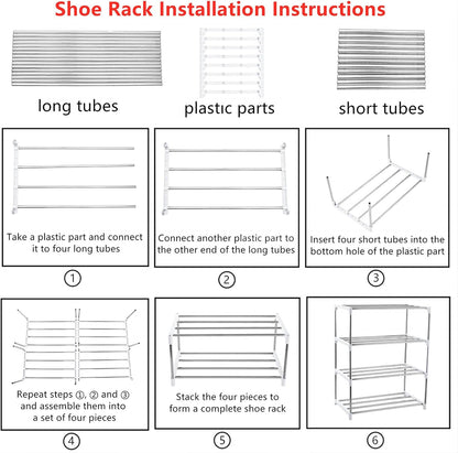3-Tier Stackable Small Shoe Rack, Lightweight Shoe Shelf Storage Organizer for Entryway, Hallway and Closet(Black)