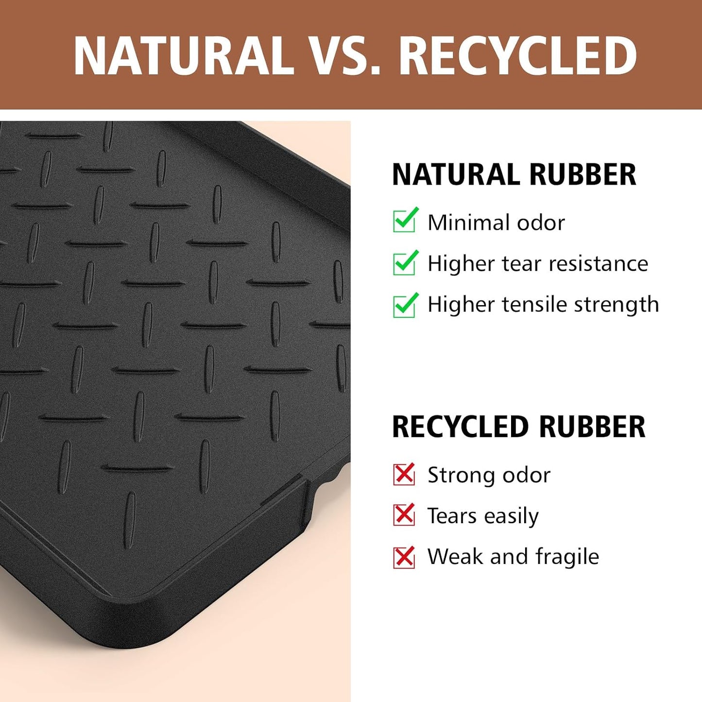 Heavy Duty Boot Trays Natural Rubber Shoe Mat Tray for Entryway with Shoes Brush Large Boot mat Tray Multi-Purpose for Indoor or Outdoor