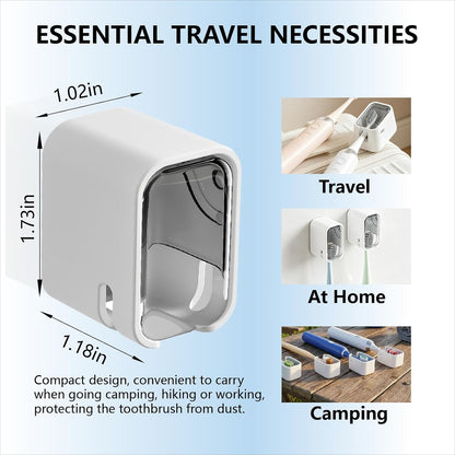 2-in-1 Toothbrush Covers Caps with Adhesive Holder, Portable Electric Toothbrush Head Protector, Wall Mount Toothbrush Organizer for Bathroom & Travel