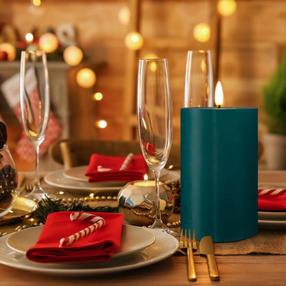 Black Flameless Pillar Candles with Remote, Flickering LED Wax Candles Battery Operated Set of 3