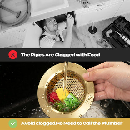 Retisee 2 Pcs Sink Strainer Stainless Steel Kitchen Sink Drain Strainer Basket Cover Mesh Hair Food Catcher, Large Wide Rim of 4.4 Diameter(Brushed Silver)