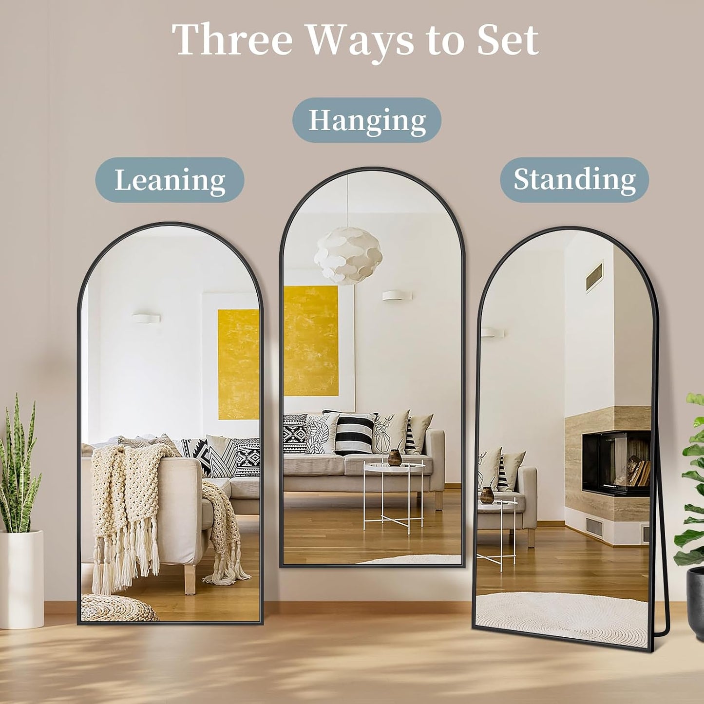 Full Length Mirror with Stand, 71"x28" Arched Full Body Large Stand Up Aluminum Frame Floor Standing Mirror, Freestanding Hanging Leaning Mounted for Bedroom Living Room Entryway Gold