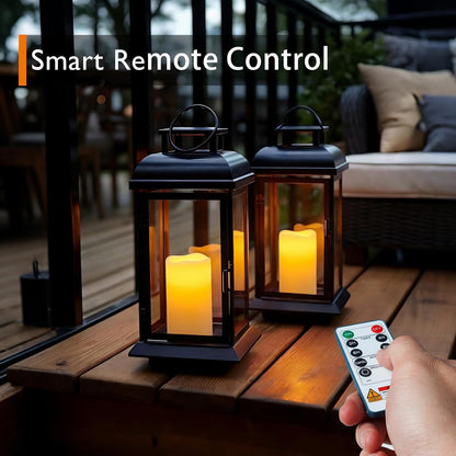 Homemory 3 Pack Flameless Candles, Outdoor Waterproof, Battery Operated LED Pillar Candles with Remote Control and Timer, Plastic, Long Lasting，4”5”6”