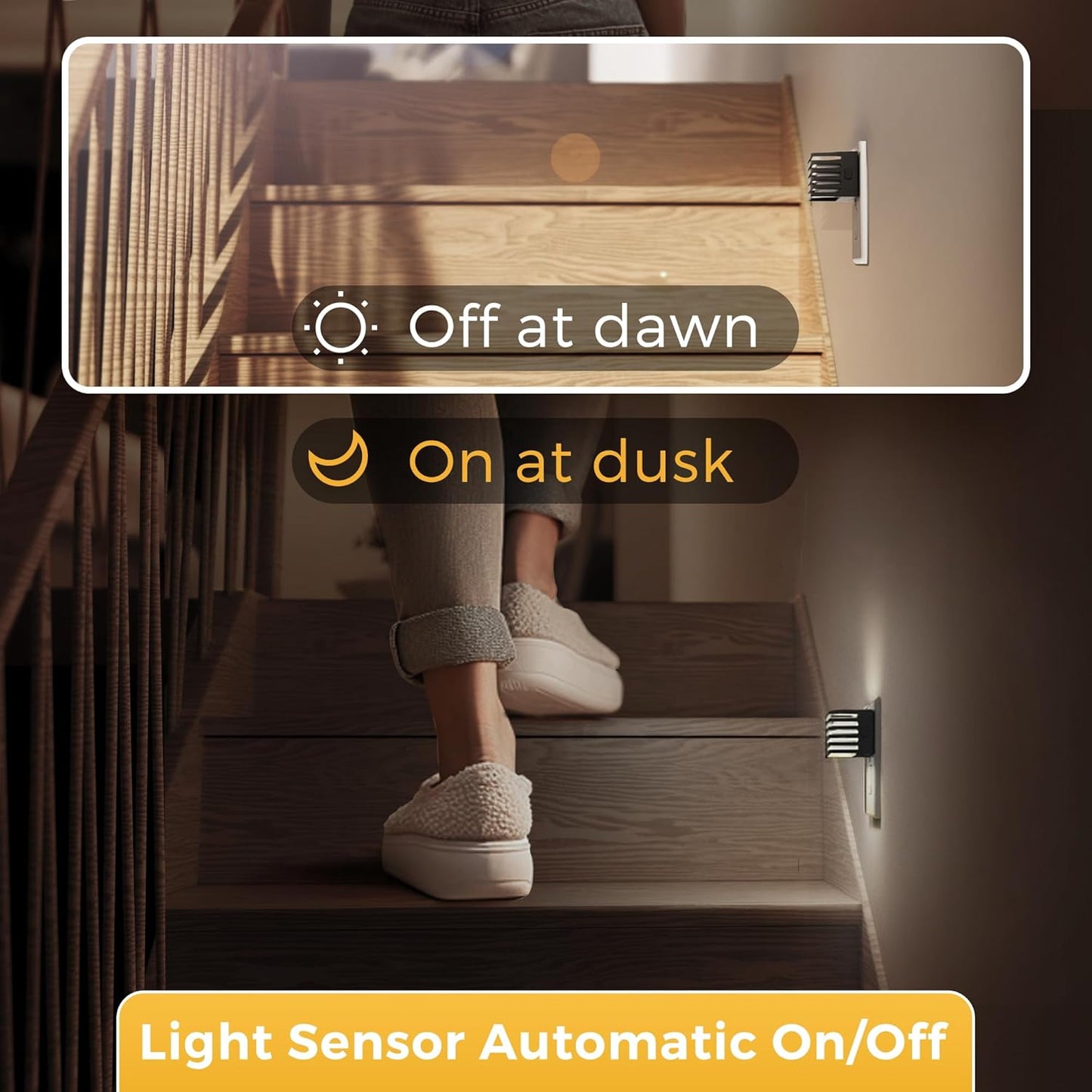 L LOHAS LED Motion Sensor Night Lights, [2 Pack] Dimmable Night Light Plug into Wall with Dusk-to-Dawn Sensor, Adjustable Brightness, 3000K Plug in Nightlight for Bedroom Bathroom Hallway (Black)
