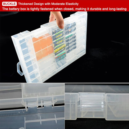 Fielect AAA/AA/C/D Battery Storage Case Holder Organizer Box Transparent