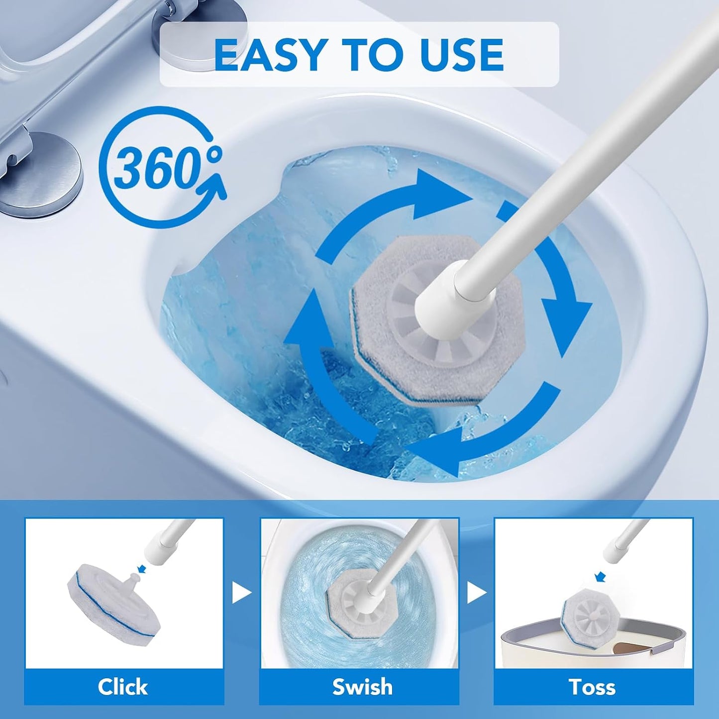 Disposable Toilet Wand Refills for Clorox, 50 Count - Compatible with Clorox Toilet Wand for Bathroom Cleaning