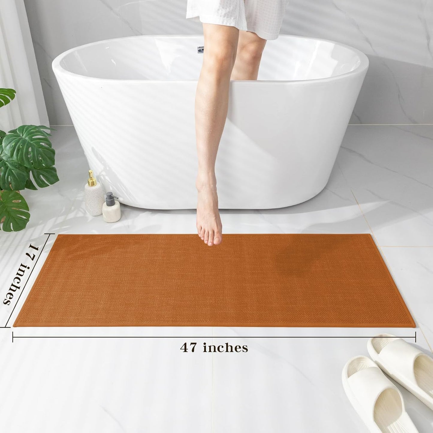chakme Bathroom Rugs Mat 24x17, Ultra Thin Non Slip Bath Mat Small Quick Dry Absorbent Bath Mat for Bathroom Floor, (Dark Beige, 24"x17")