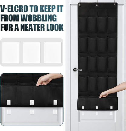 24 Large Pockets Upgraded Over the Door Shoe Organizer, Enhanced Hanging Solution Holder Closets, Shoe Cabinets for Everyone
