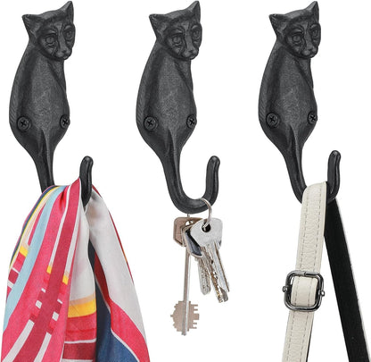 Coat Hooks Wall Mounted, Rustic Bat Key Hook Holder, Heavy Duty Decorative Black Wall Hooks for Mudroom, Towels, Hat Rack, Purse Hooks, Cast Iron Decorative ‎Antique Black Hooks