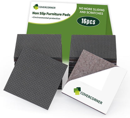 Non Slip Furniture Pads 36 PCS 1'' Square - Anti Slip Furniture Pads - Self Adhesive Rubber Feet Furniture Feet - Chair Leg Floor Protectors - Keep Furniture in Place