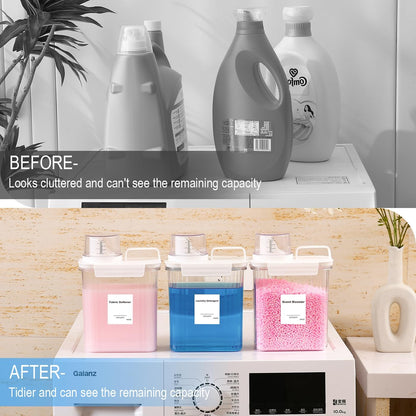 60OZ Liquid Laundry Detergent Dispenser, Laundry Soap Dispenser, Clear Plastic Fabric Softener Holder and Container, Laundry Room Organization and Storage, 2 Pack