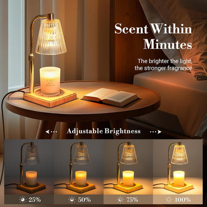 Marycele Candle Warmer Lamp with Timer & Dimmer - Mothers Day Gifts for Women Mom Her, Aesthetic Office Home Decor, Adjustable Height Wax Melter for Candle Jar & 3-Wick Candles (2 Bulbs Included)