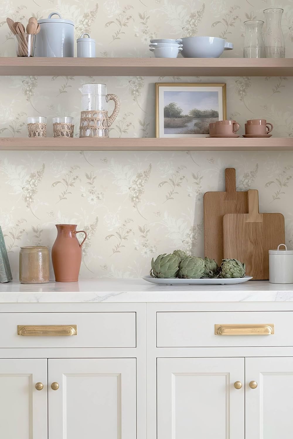 Heroad 16.1''x118'' Floral Peel and Stick Wallpaper Vintage Contact Paper Pink Rose Wall Paper Removable Renter Friendly Wallpaper for Bathroom Bedroom Nursery Waterproof Self Adhesive Vinyl Rolls