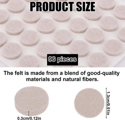 96pcs Felt Pads for Cabinet Door, 1.3cm/1/2in Round Thick Quite Small Cupboard Bumpers Self Adhesive Sticky Felt Dots Furniture Tools for Kitchen Furniture Floor Drawers Table Chair Legs Feet (Black)